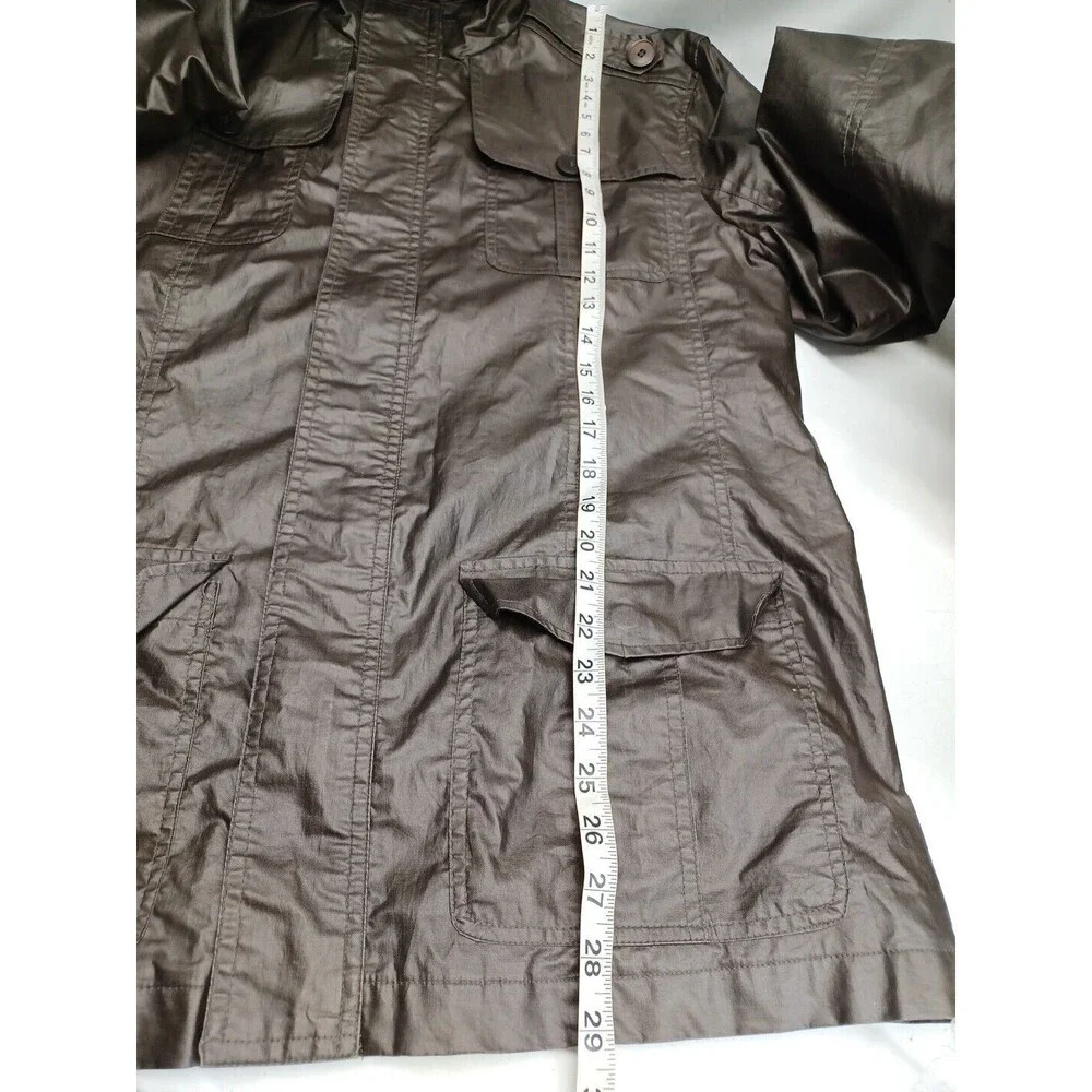 Twentyone Men Full Zip Brown Windbreaker Jacket Pockets Sz L